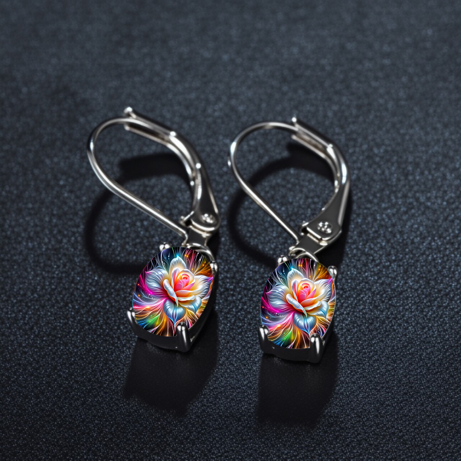 TEMU 2pcs Rose Earrings Flower Earrings Artistic Earrings Fantasy Earrings Oval Earrings Plant Earrings Jewelry Additions Unique Jewelry Christmas