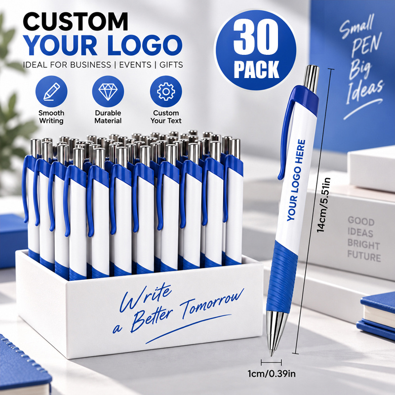 TEMU 30pcs Custom Ballpoint Pen Set, Printable With Logo/text, Lightweight Ballpoint Pens—ideal For Student Stationery, Office Supplies, Corporate