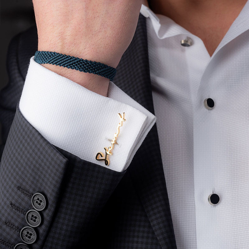 TEMU [custom Product]2pcs Personalized Cufflinks Custom Initials Name Cufflinks Elegant Men's Letter Cufflinks Unique Gift For Him. Birthday Gift For