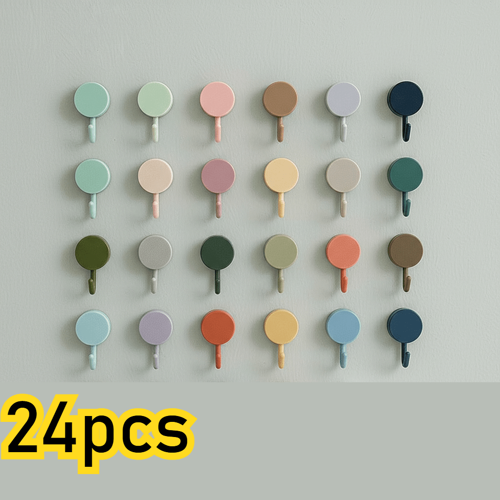 TEMU Juego de 24 ganchos tipo macarrón con adhesivo fuerte, diseño y para cocina y baño, no requiere taladrar, perfectos para organizar el y mantener