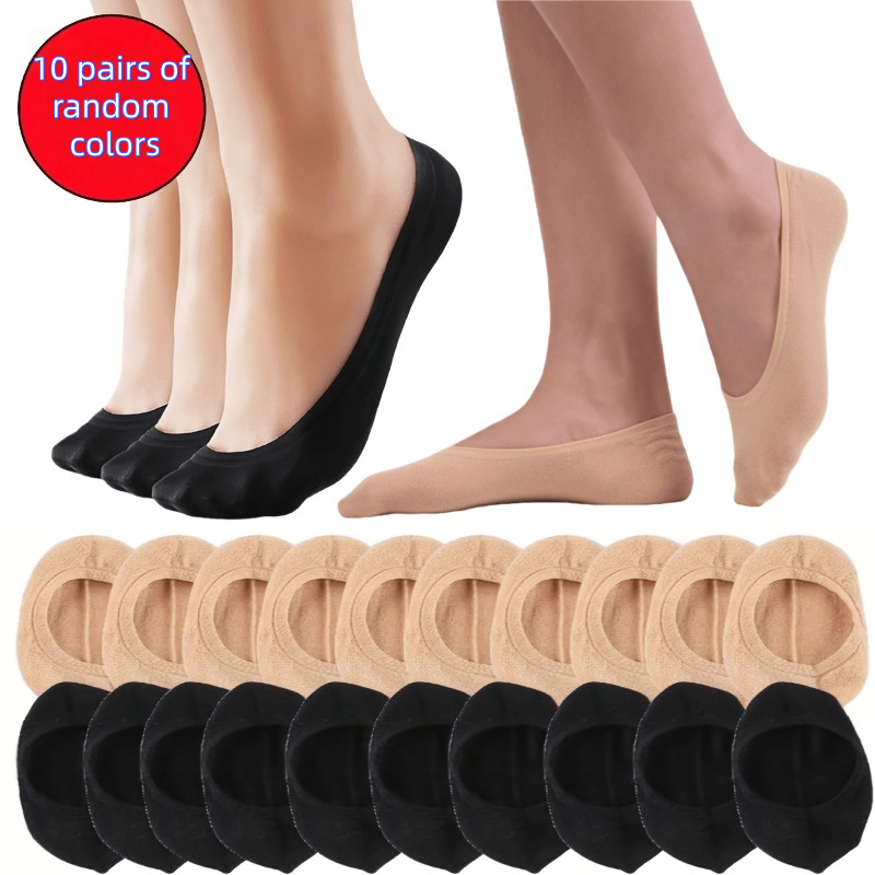 TEMU 10 Pairs Of Colored, Comfortable, Soft, And Breathable Women's Socks. Fashionable, High-quality Ankle Socks Are Thin And Invisible, Suitable For