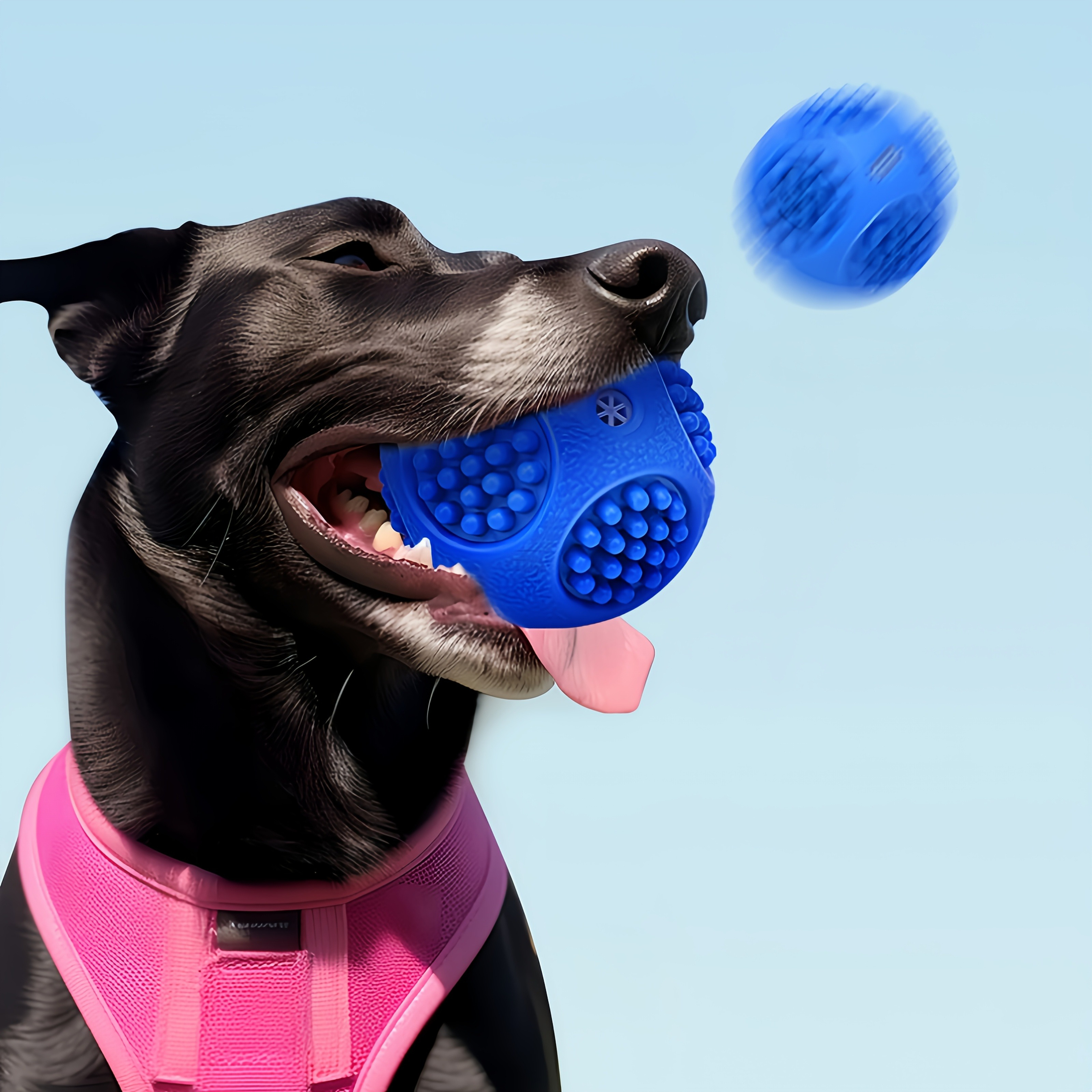 1pc Squeaky Dog Toy Ball, Bite- Rubber for Teeth Cleaning and Teeth Grinding, Textured Design for All Breeds, Puppies & Large Dogs, Pet Dental Care