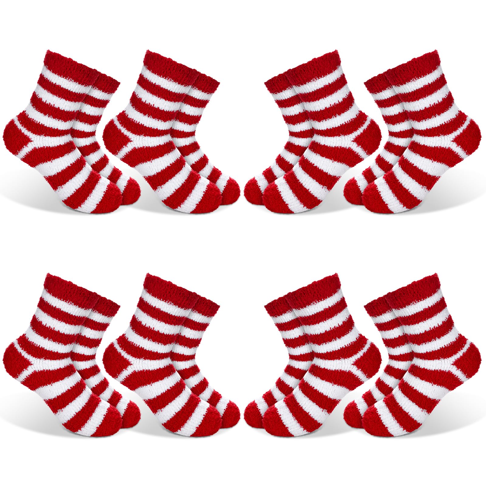 8 Pairs Christmas Fuzzy Socks For Women - Soft Holiday Slipper Socks, Fluffy Warm Xmas Stocking Stuffer Gift Set