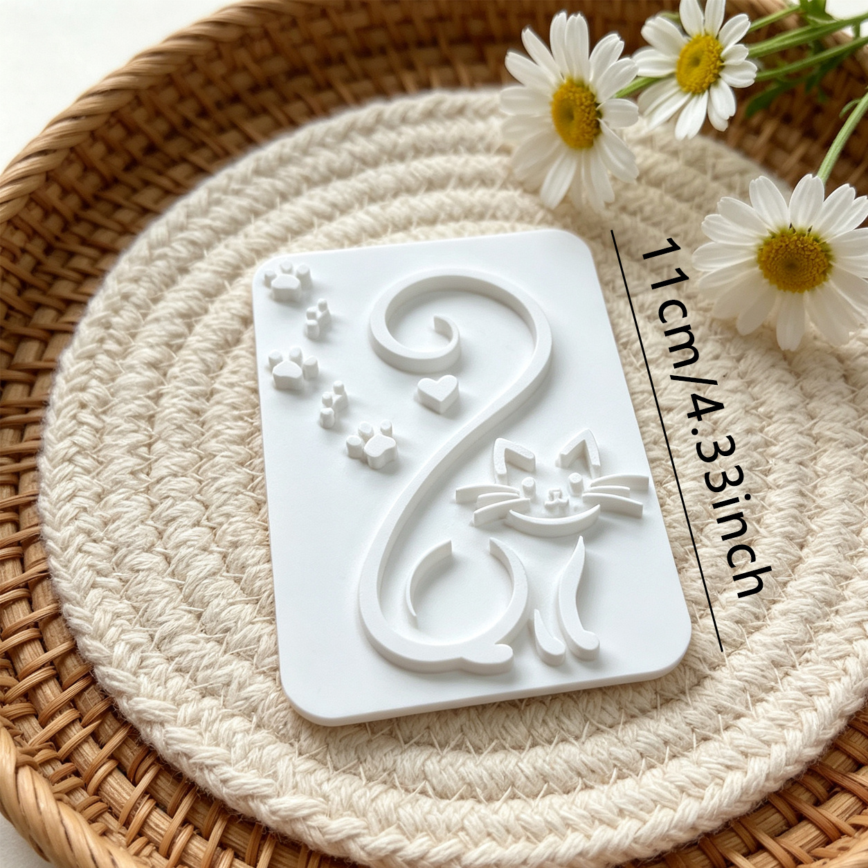 TEMU 1pc Cute Cat Pattern Texture Embossing Tool - Plastic Suitable For Polymer Clay, Pottery & Jewelry Making, Cat Stamp For Coasters, Sculpture,