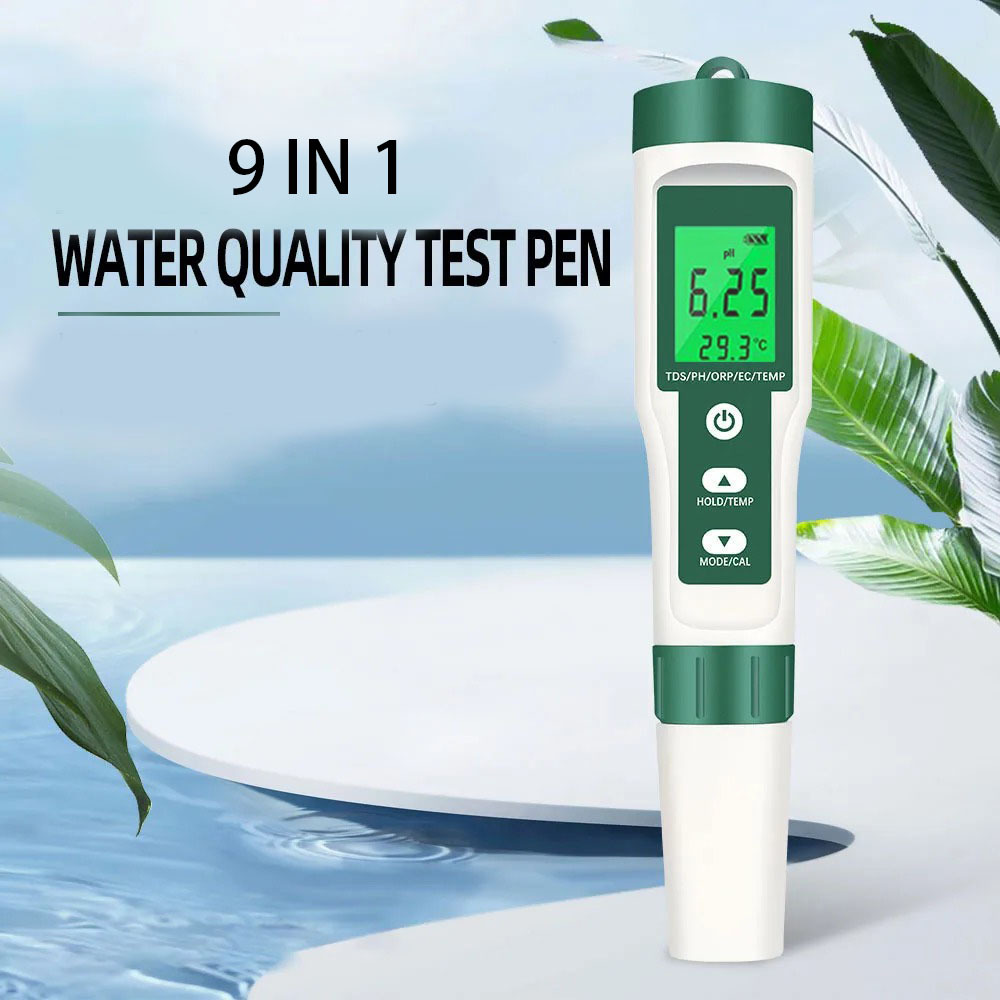 1pc advanced 9 in 1 water quality test pen home lcd backlit accurate testing for ph orp ec tds     h2  and   portable with battery power batteries not included   highprecision measurements