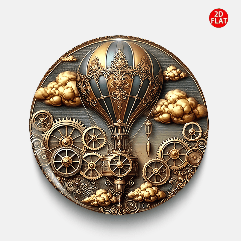 TEMU Plat 2D, Broche/Épingle/Insigne Style Punk Montgolfière Plat 2D, Mode , S' Parfaitement avec Jeans, Vêtements, Sacs à Dos et Chapeaux, un Petit