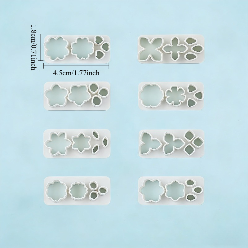 TEMU 8pcs 3d Flower Petal Molds Suitable For Cutting, Plastic Diy Clay Molds With High-precision Blade Compatible For Polymer Clay, Soft Wax, Resin