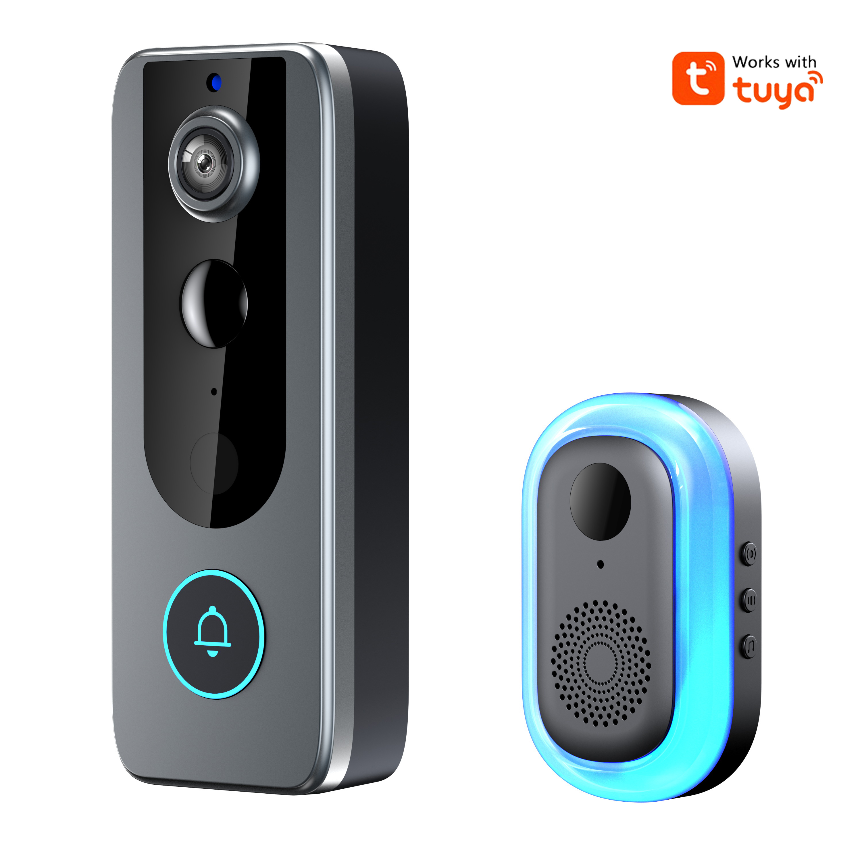 TEMU Visiophone vidéo, sonnette intelligente fil, batterie 4000 MAh, autonomie 180 jours, AI et détection de mouvement, prise de vue vidéo HD 1080P,