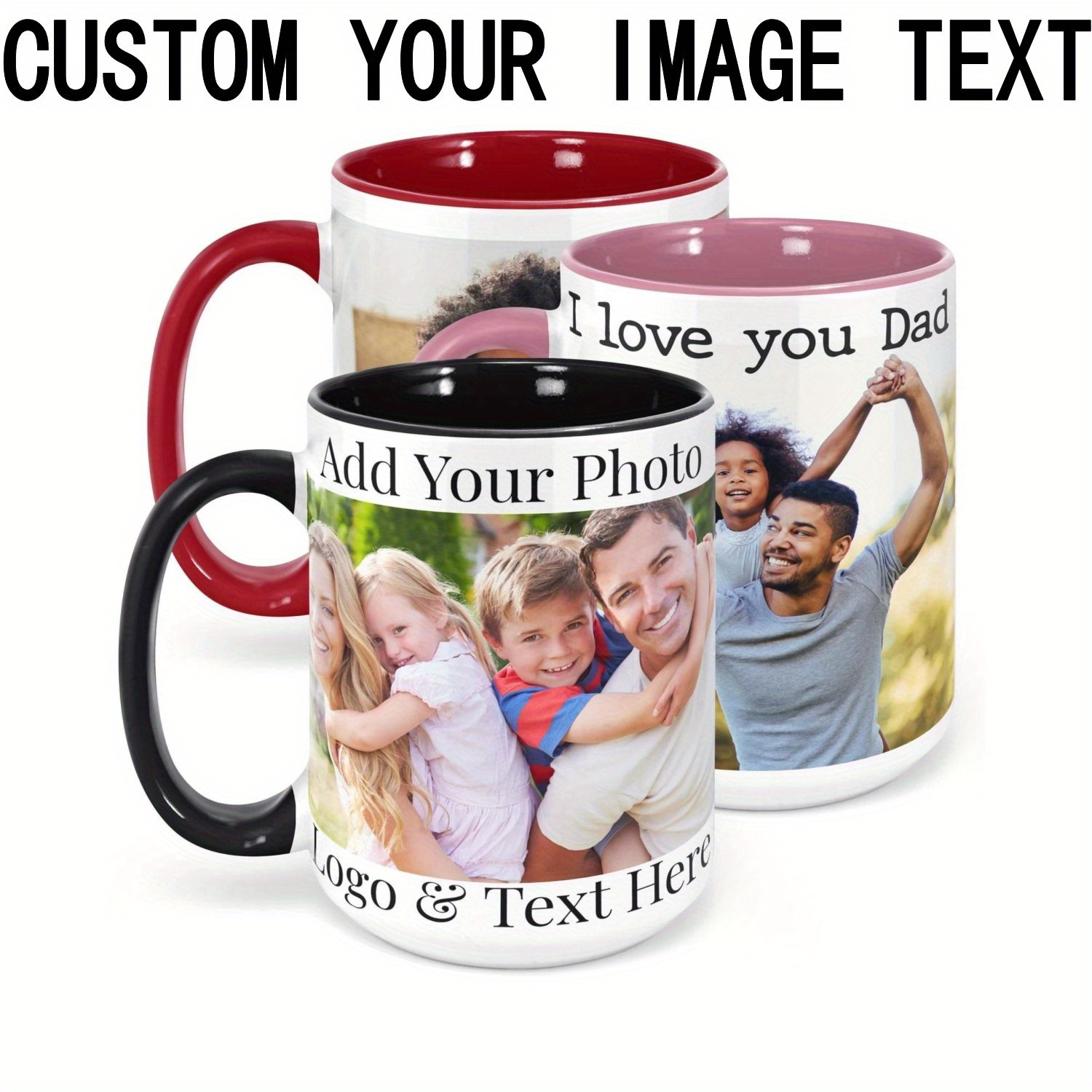 1  photo text personalized mug double sided 11oz coffee cup with your own picture message microwave dishwasher   your image for unique gift suitable for birthdays valentines day fathers day