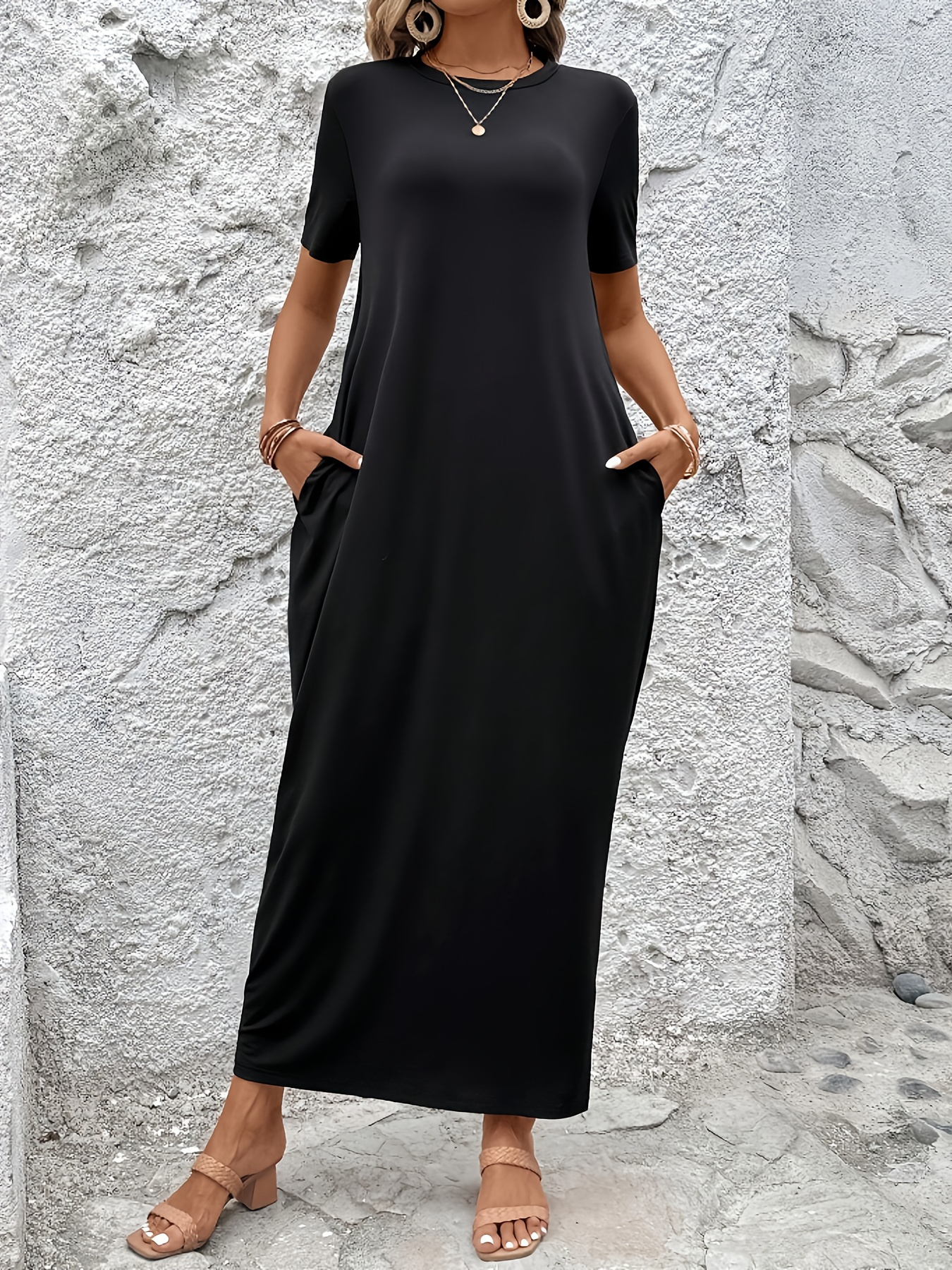 long fitted dress casual Casual Chic Style Long Sleeve Ribbed Knit Midi Dress