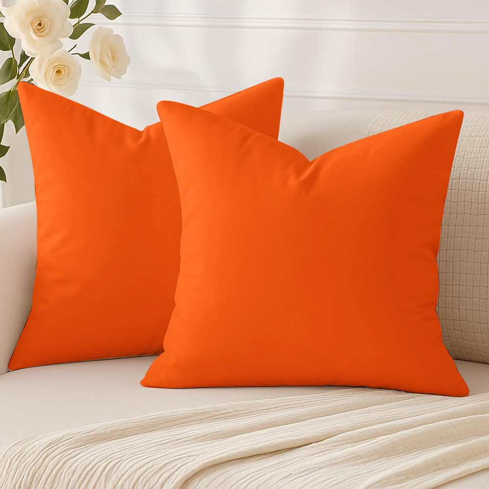 2pcs solid vibrant orange throw pillow covers suitable for modern decor zippered cushion covers with zipper closure machine washable suitable for sofa bed chair warm   contemporary for   for warm weather holidays insert not