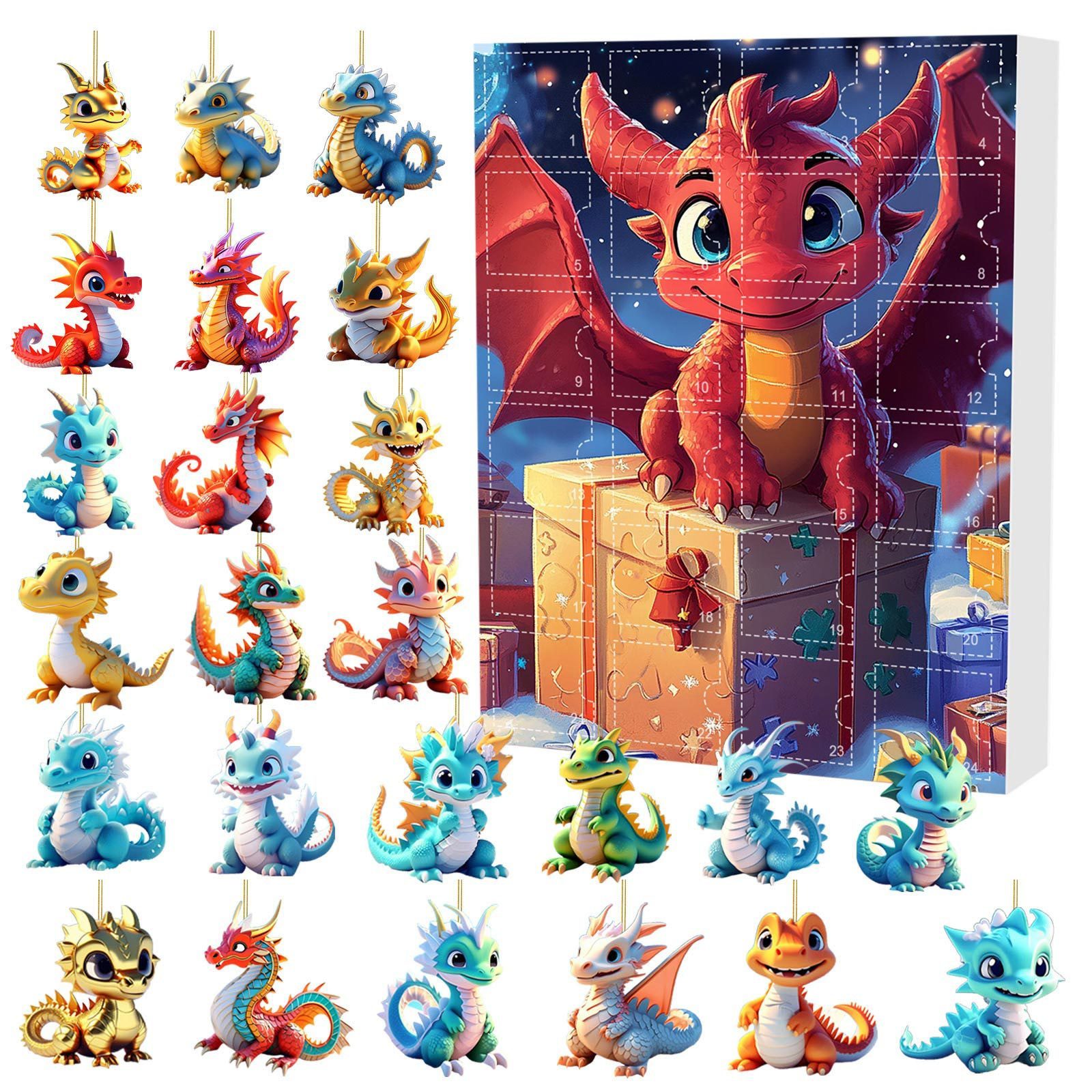 TEMU Dragon Baby Acrylic Ornaments Advent Calendars 24 Days Christmas Countdown Calendars Surprise Boxes Sets, Seasonal Decor, Holiday Countdown,