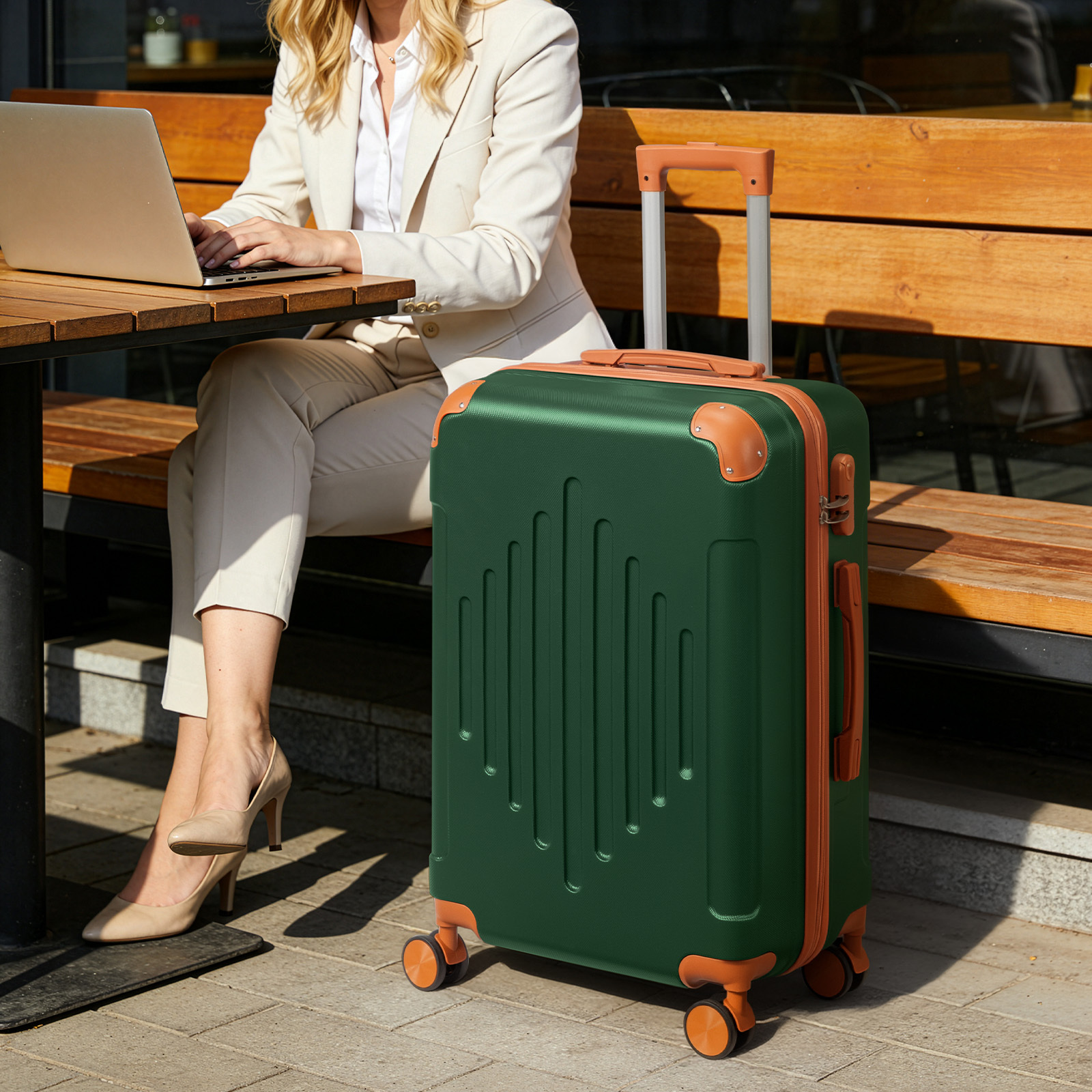 3pcs Hard Shell ABS Suitcase Set with Spinner Wheels
