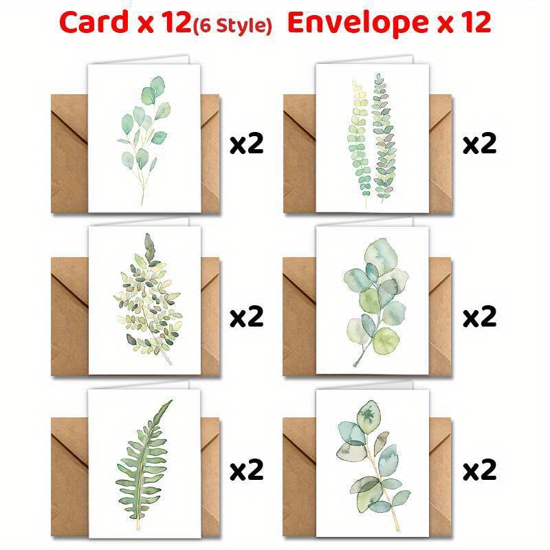 

24 Different Styles Of Plant Greeting Cards And Envelopes - Versatile Blank Cards Suitable For, New Year, Thank You, Congratulations, Good Luck - Suitable For, Wedding, Anniversary