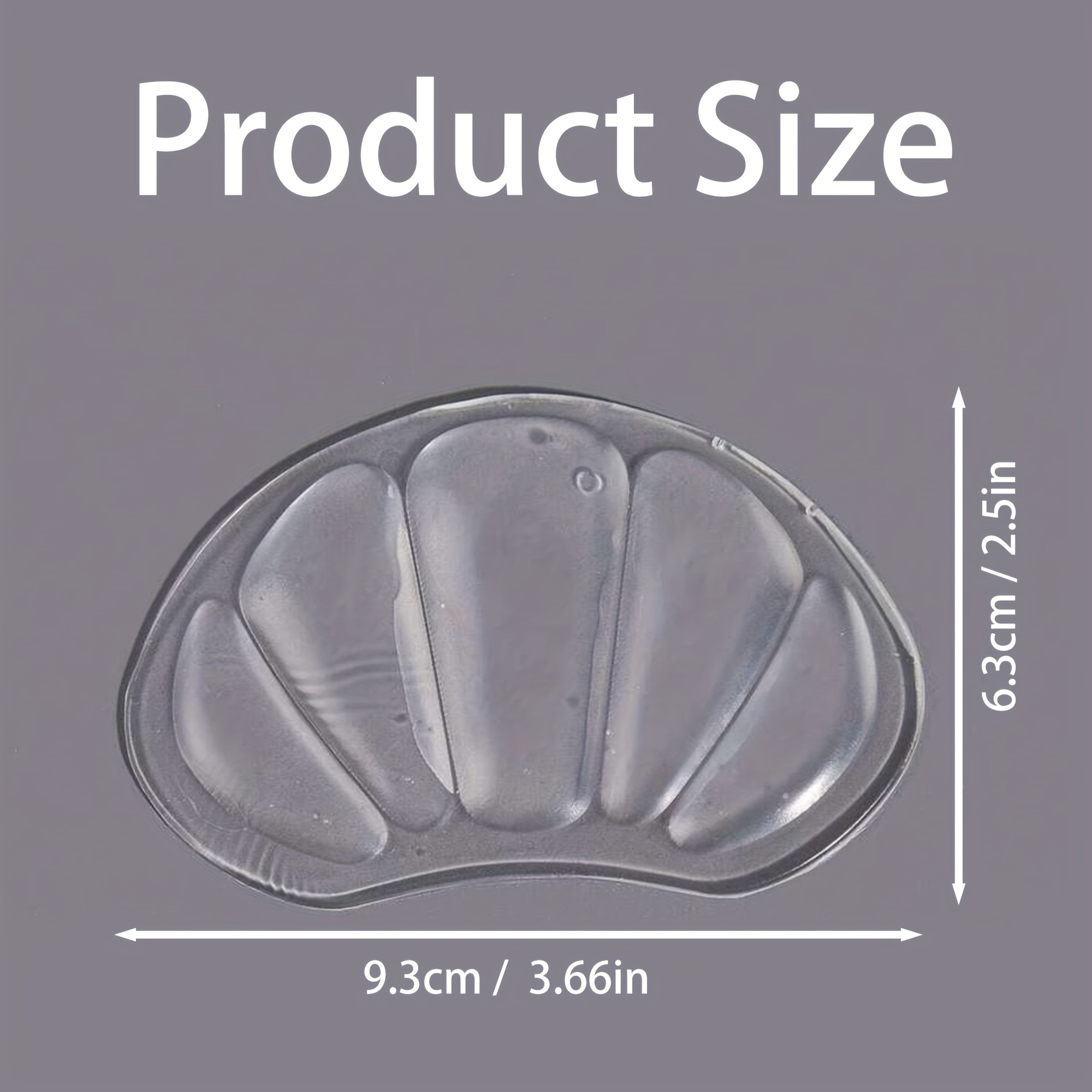 2pcs Silicone Forefoot & Heel Cushions - Transparent Gel Insoles for Pain Relief, Comfortable Support for Standing, Hiking, Dancing & Sports - Soft, Non-Slip