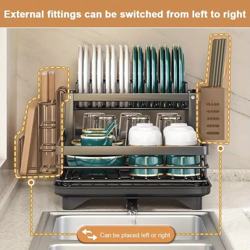 dish drying rack multifunctional dish rack kitchen dish drying rack with cutlery storage holder for kitchen counter Product details 5