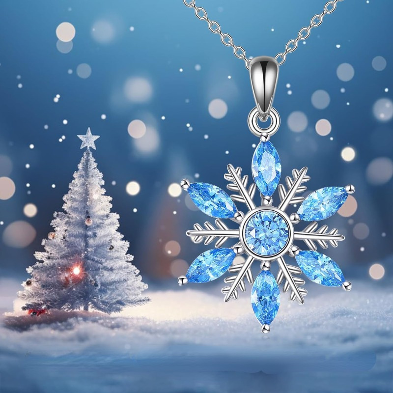TEMU Collier de luxe haut de gamme avec pendentif de neige pour femme, ton argenté, synthétique , pour , les fêtes, les banquets, bijou élégant,