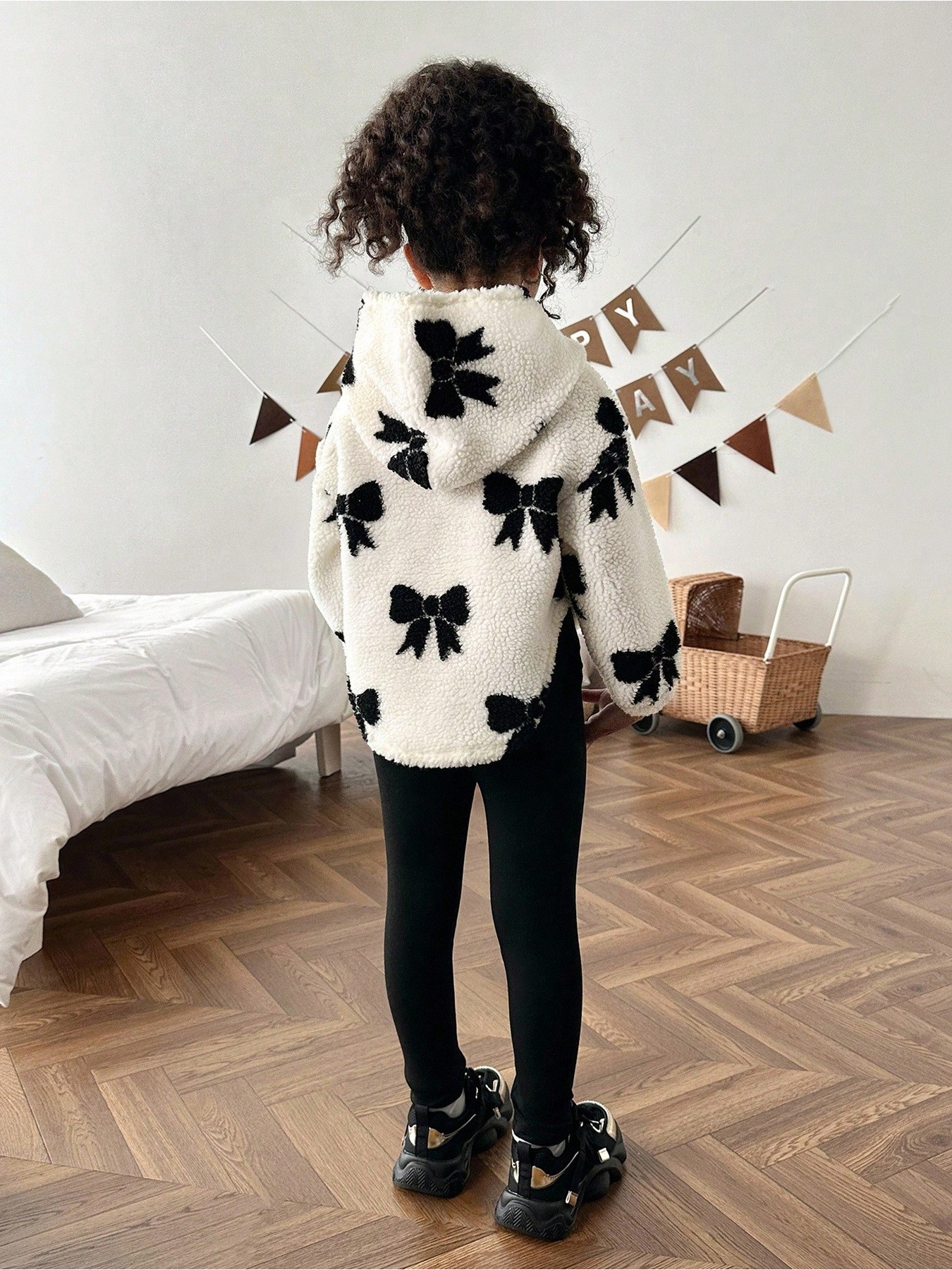 Meisjes Mode Set met Pluche Hoodie met Strik