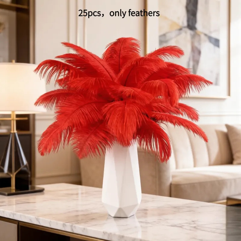 TEMU 25 Piume Decorative Artificiali Rosse, 15 cm, Decorazioni per la Casa, Piume per Decorazioni Nuziali, Accessori per Fotografia, Materiali per