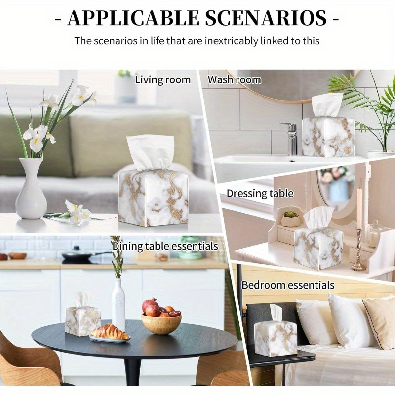   tissue box cover elegant white   like design pu leather holder with closure fits standard tissues decorative organizer for living room bathroom     decor gift bathroom accessory chic aesthetic   accessory interior designers Product details 5