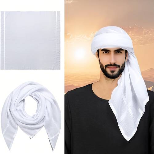 stylish white arabic headscarf for men lightweight shawl featuring classic bali pattern ideal ramadan present comfortable fashionable for year round use contemporary high quality
