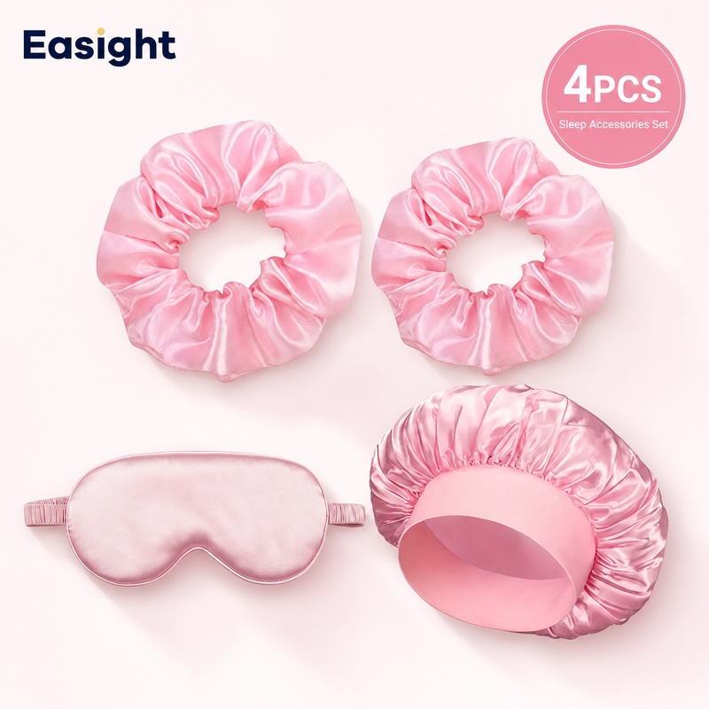 TEMU 4pcs Shower And Eye Mask Set, Includes 2 Hair Ties, 1 Eye Mask, And 1 Shower - Multiple Colors Available, Practical Home Care And Gift Item,