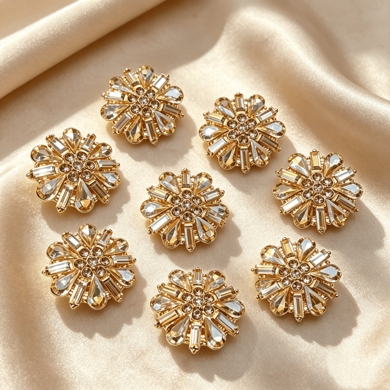 TEMU 8 Rhinestone Buttons, High Diamond Buttons, Flower Rhinestone Buttons, Wedding Buttons For Men's And Women's Jackets, Exquisite 3d Buttons For