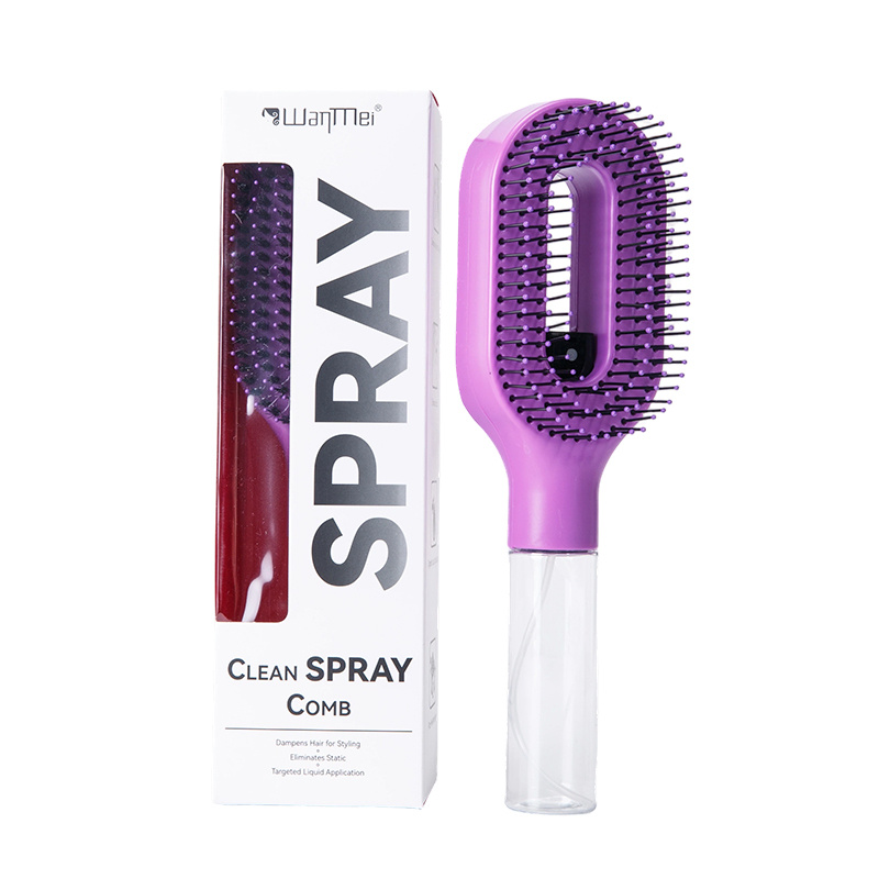 TEMU 2-in-1 Hair Brush With Built-in Water Spray Mister & Detangling Comb - Action Wet/dry Hair Care Suitable For Straight Or Curly Hair, For Hair