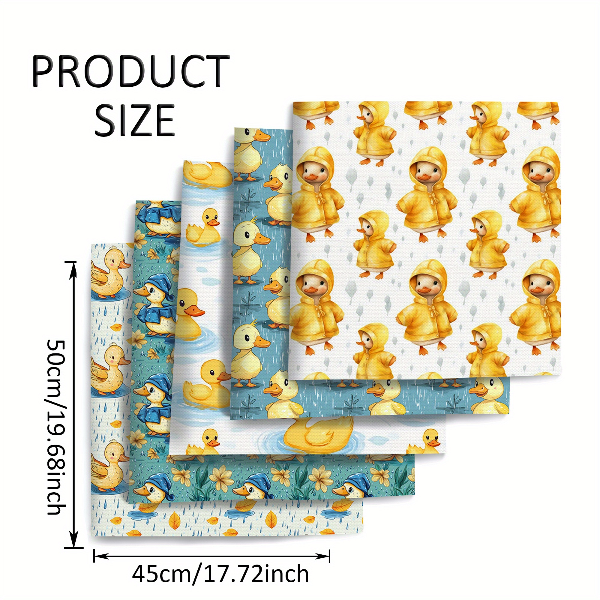E-shop 5er-Set 50x45 cm Lieblicher Entendruck Polyester Quiltstoff Quadrate Blätter zum Nähen Quilten Basteln Handnähen Puppen Stoff Sticken Geeignet