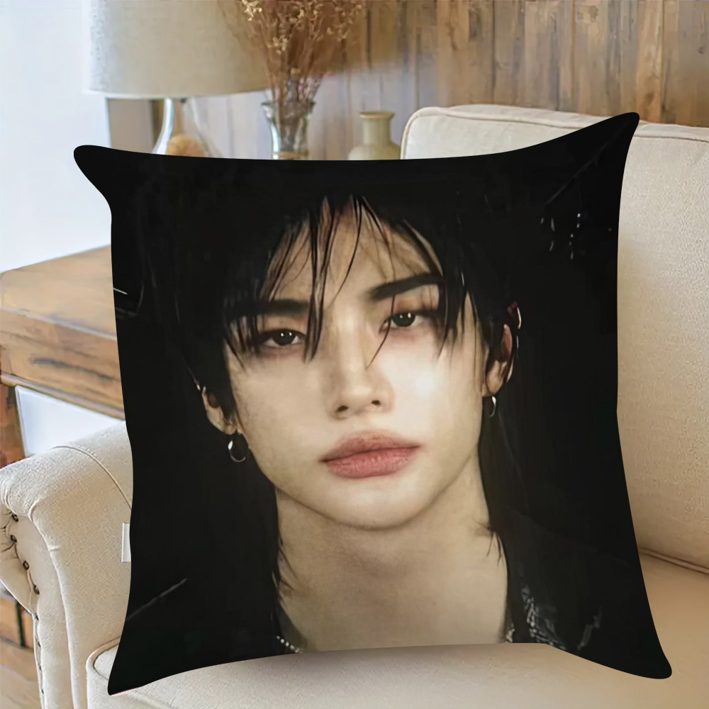 TEMU de almohada decorativa con cierre de cremallera y diseño de (en un negro), para la decoración del hogar en salas de estar, dormitorios y sofás -