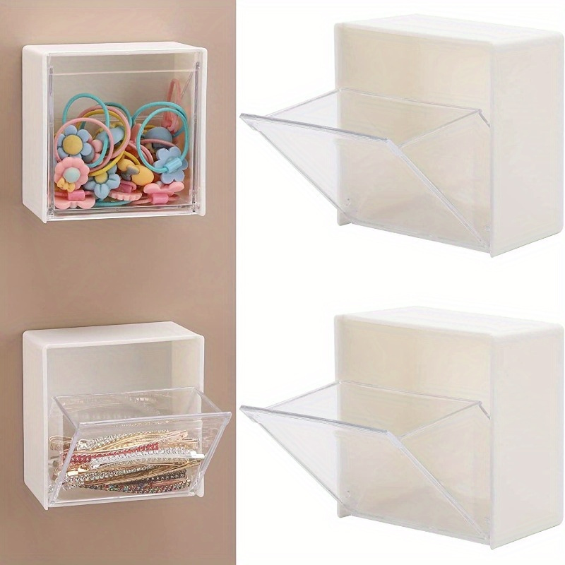 

1pc Wall-mounted Plastic Storage Organizer With Clear Drawers, Multipurpose Hanging Shelf For Office, Bathroom, And Home - No-drill , Space-saving Small Item Sorter