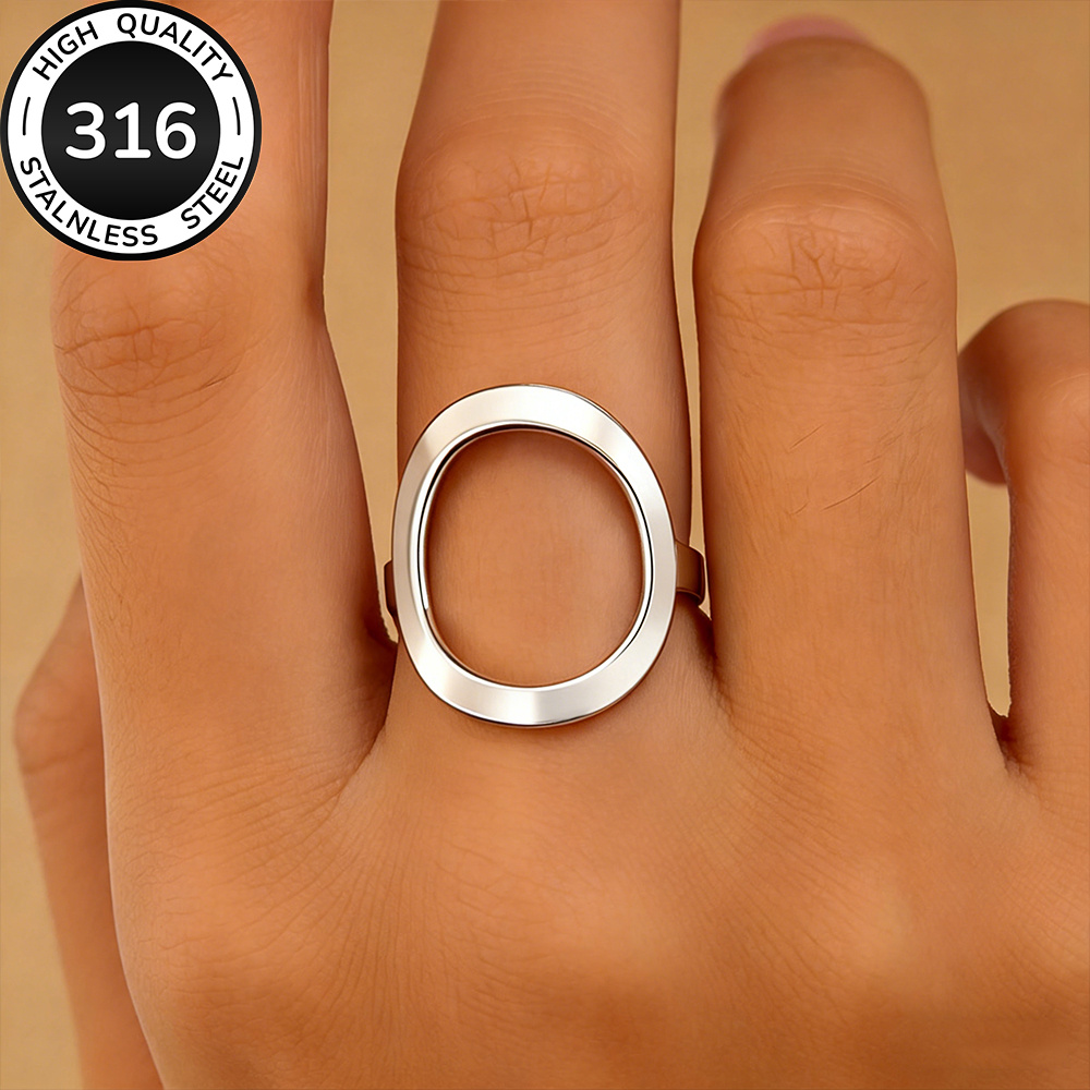 TEMU High-quality Stainless Steel Golden Open-end Women's Ring, Hypoallergenic, Fade-resistant, Comfortable And Versatile, Simple And Elegant, A