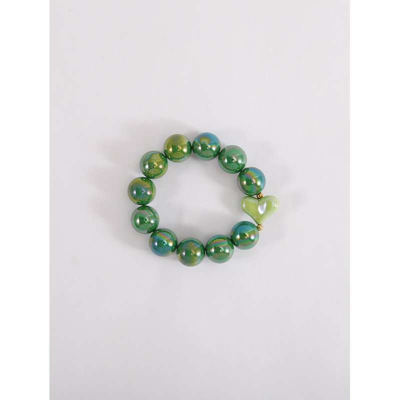 Women's Geometric Beaded Bracelet with Iridescent Effect, Stretchable