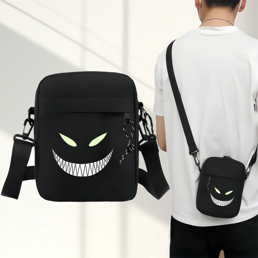 TEMU 1pc Smile Creepy Men's Shoulder Bag Minimalist Crossbody Bag For Work Travel Outdoor