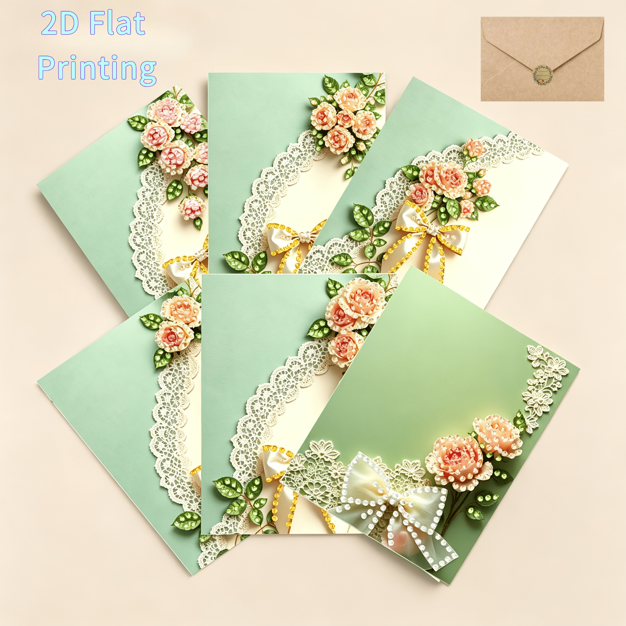 TEMU 6pcs Diamond Painting Greeting Card New Product Set, 2d Flat Printing, Diy Diamond Painting Flower Theme Painting Greeting Card Water Diamond