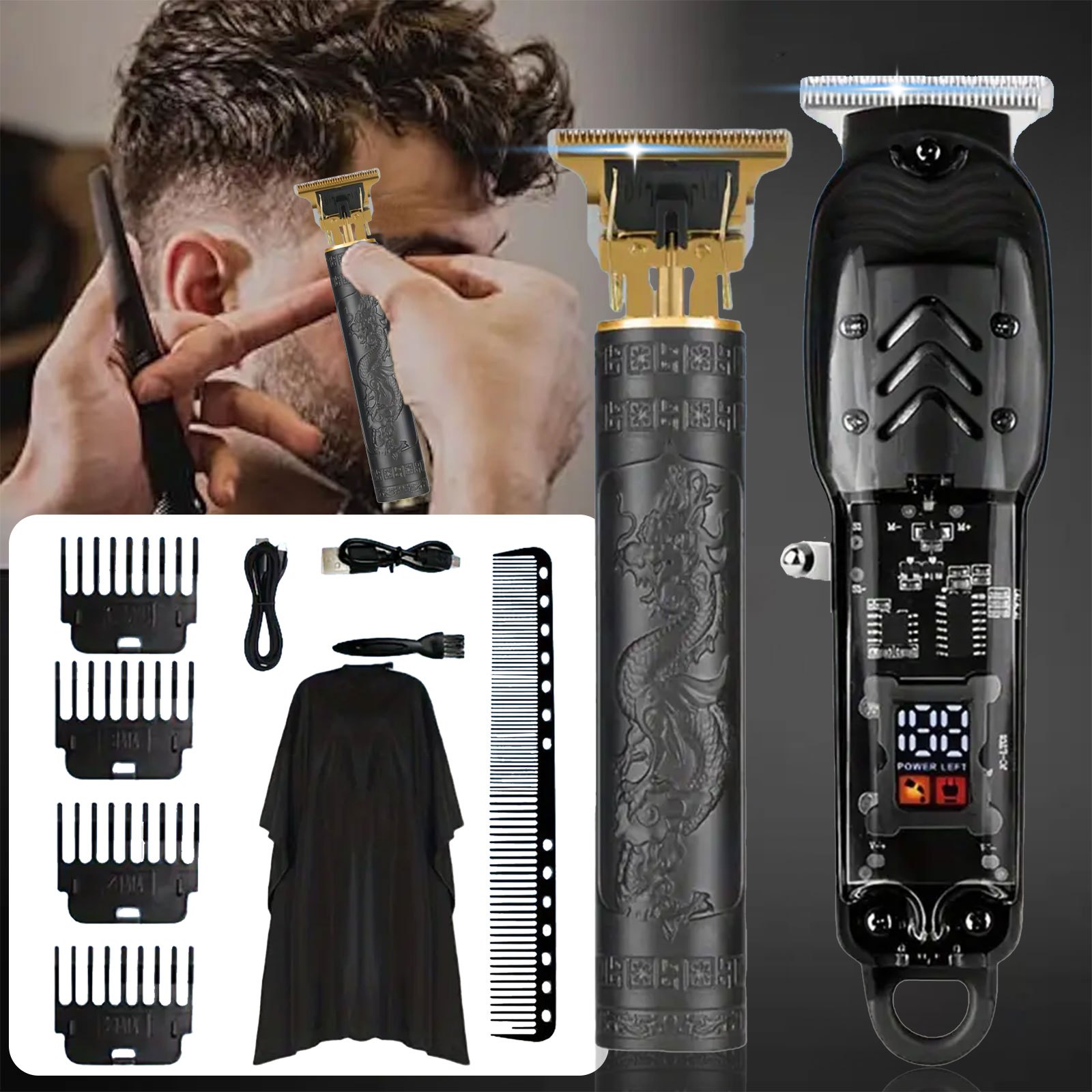 TEMU 2pcs Electric Hair Clipper, Cordless Hair Clipper Set, Beard Trimmer, Beauty Haircut Set, Father's Day Gift Birthday Christmas Gift