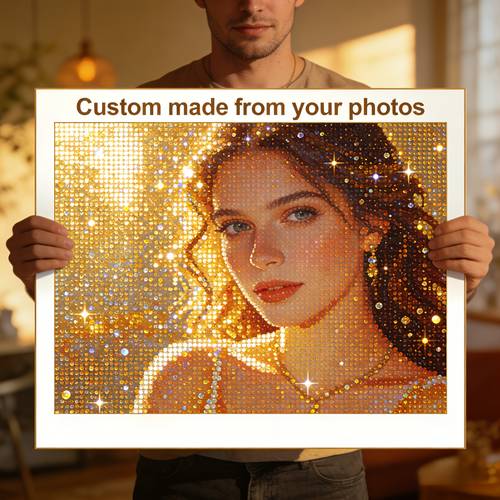 1 personalized diamond painting kit for adults 5d diy diamond painting with custom personalized gift with your own picture personalize with your photo and round acrylic diamonds for home wall decor