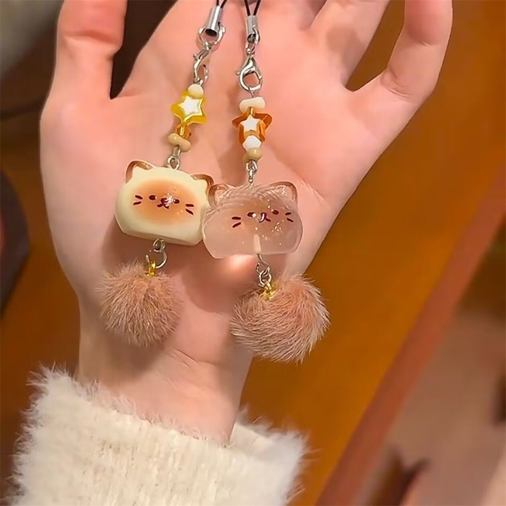 Lasuroa 3pcs Cat Phone Charms, 3 Colors Cute Phone Charms Y2K Fluffy Phone Keychain Charms Kitten Mobile Phone Pendant For Phone Backpack Keyring Purse