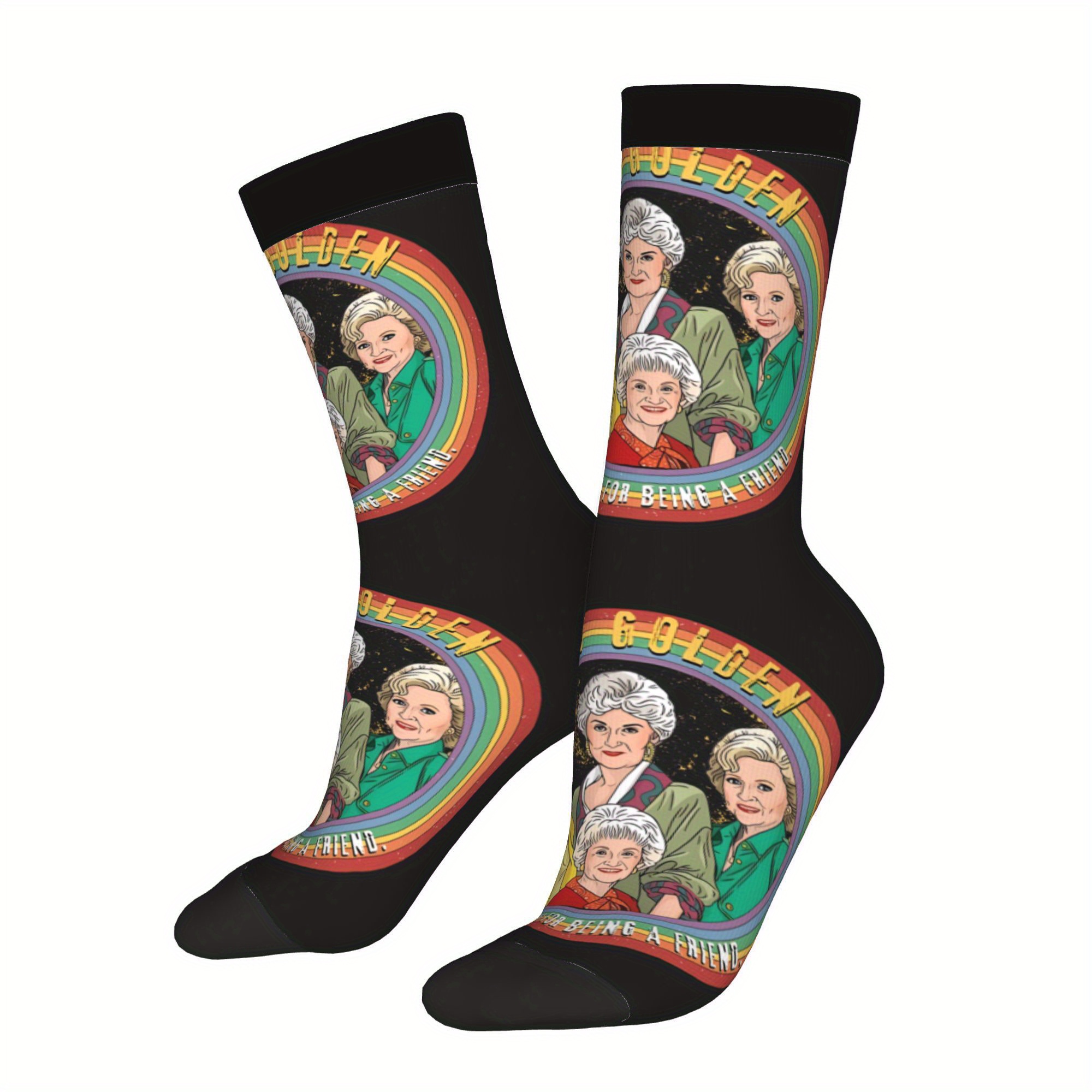 TEMU Golden Sock Printed For Man Polyester2d Print Design
