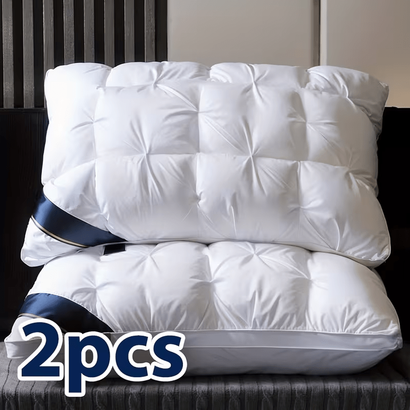 2pcs luxury   hotel   supportive breathable sleep pillow for back made of hypoallergenic polyester fabric white and has a   height non   high pillow christmas gifts for women men mom dad elderly