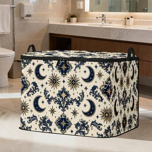item picture and golden starry pattern decorative storage box retro baroque suitable for holiday decor and seasonal storage 2d flat under bed storage