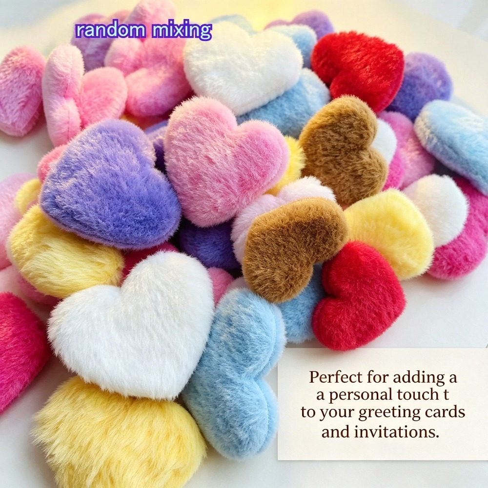TEMU Lot de 11 accessoires décoratifs en peluche de cœur double face, parfaits pour vêtements, bijoux, pinces à cheveux, chaussures, chapeaux, sacs,