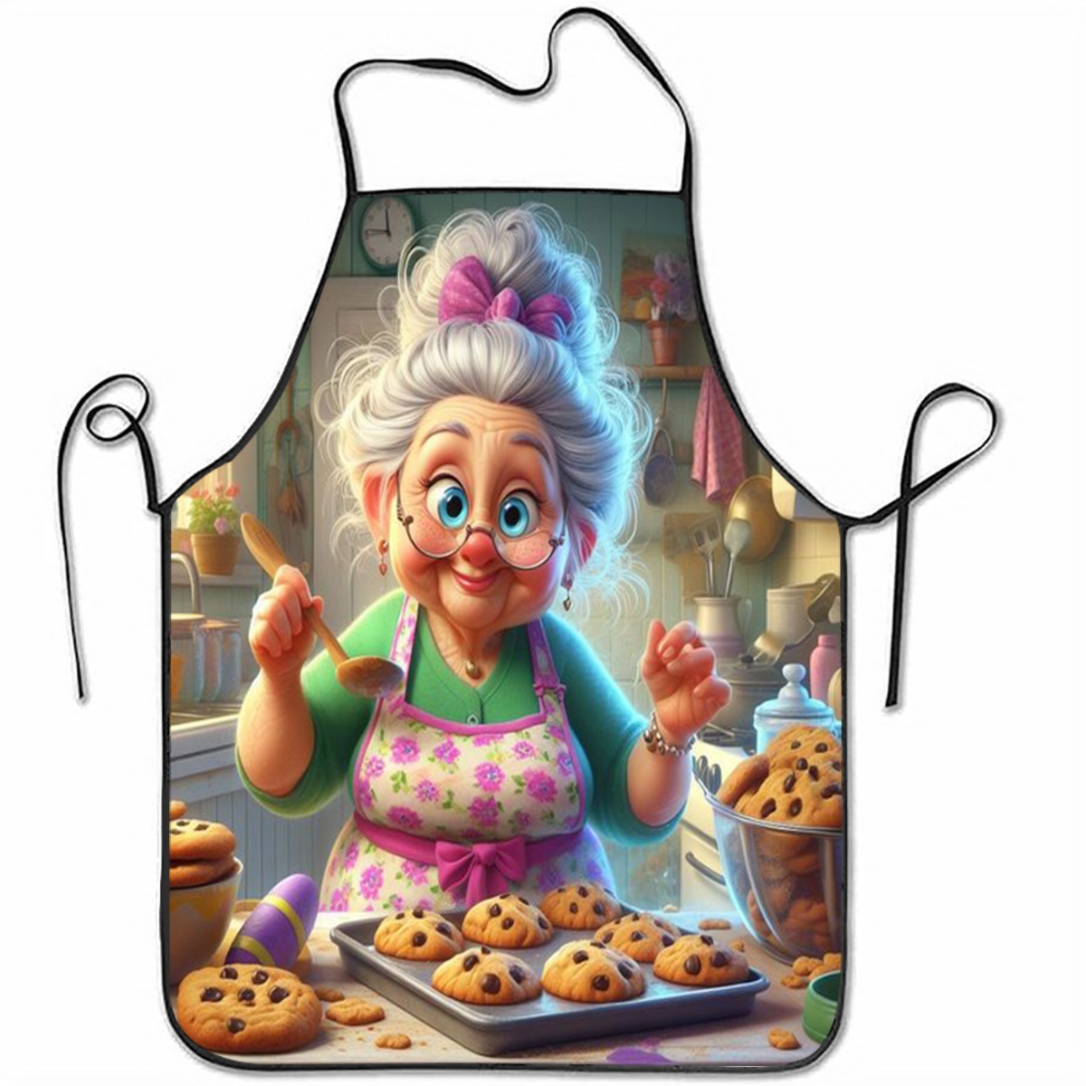 TEMU 1pc Grandma Baking Apron Suitable For Cooking, Durable Non-stretch Apron With Vintage Style & Warm Christmas Kitchenwear, Suitable For Workwear,