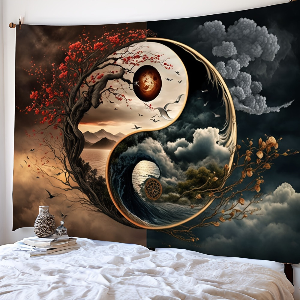 Tradycyjna makatka yin yang tai chi dekoracja ścienna sztuka_voghion.com