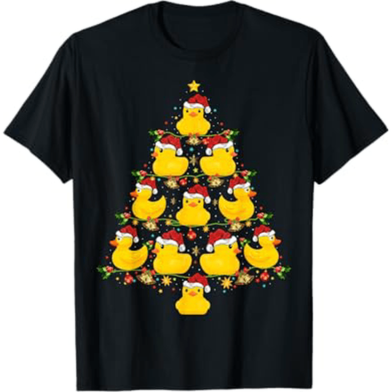 

Christmas Tree & Rubber Duck Print T-shirt - 100% Cotton,, Holidays & Gifts, Sizes S-xxxl, Black