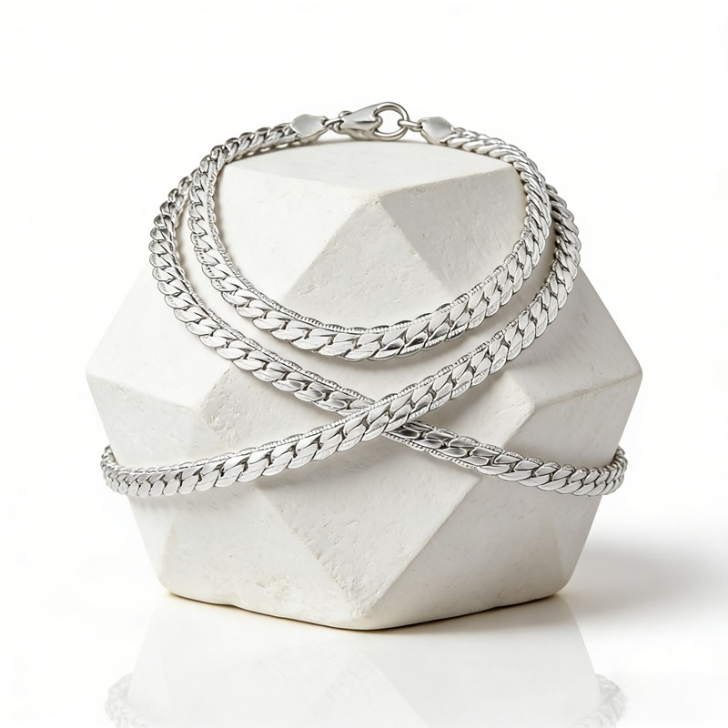 TEMU Stylish 20-inch 925 Sterling Silvery Necklace Chain - Ideal For Jewelry, Weddings & Proposals