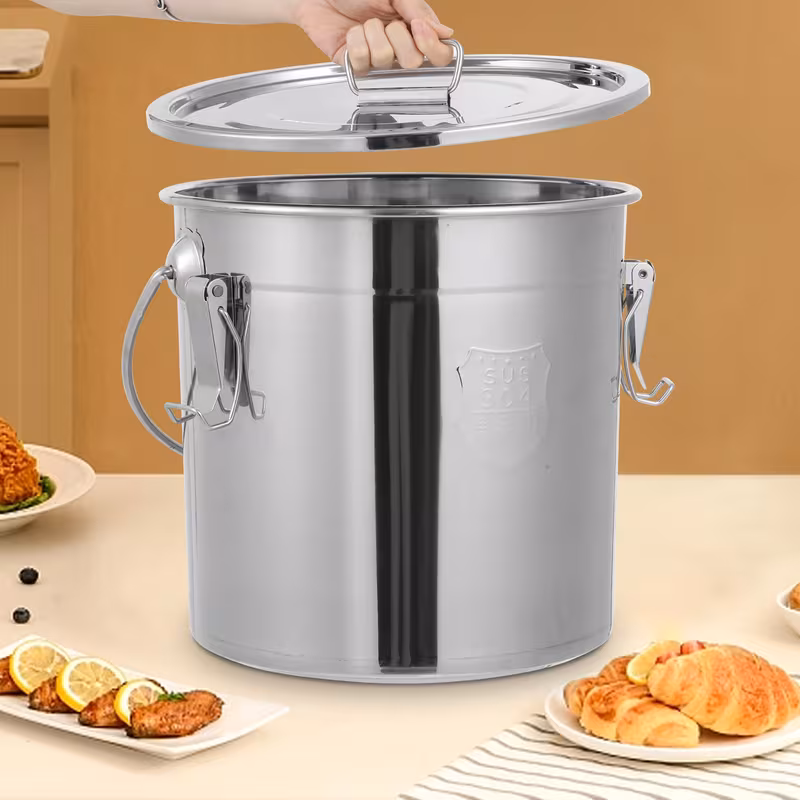 1pc stainless steel food sealing jar suitable for kitchen rice grain storage 12l large capacity stainless steel double sealing protection family storage container with handle and lid Product details 2