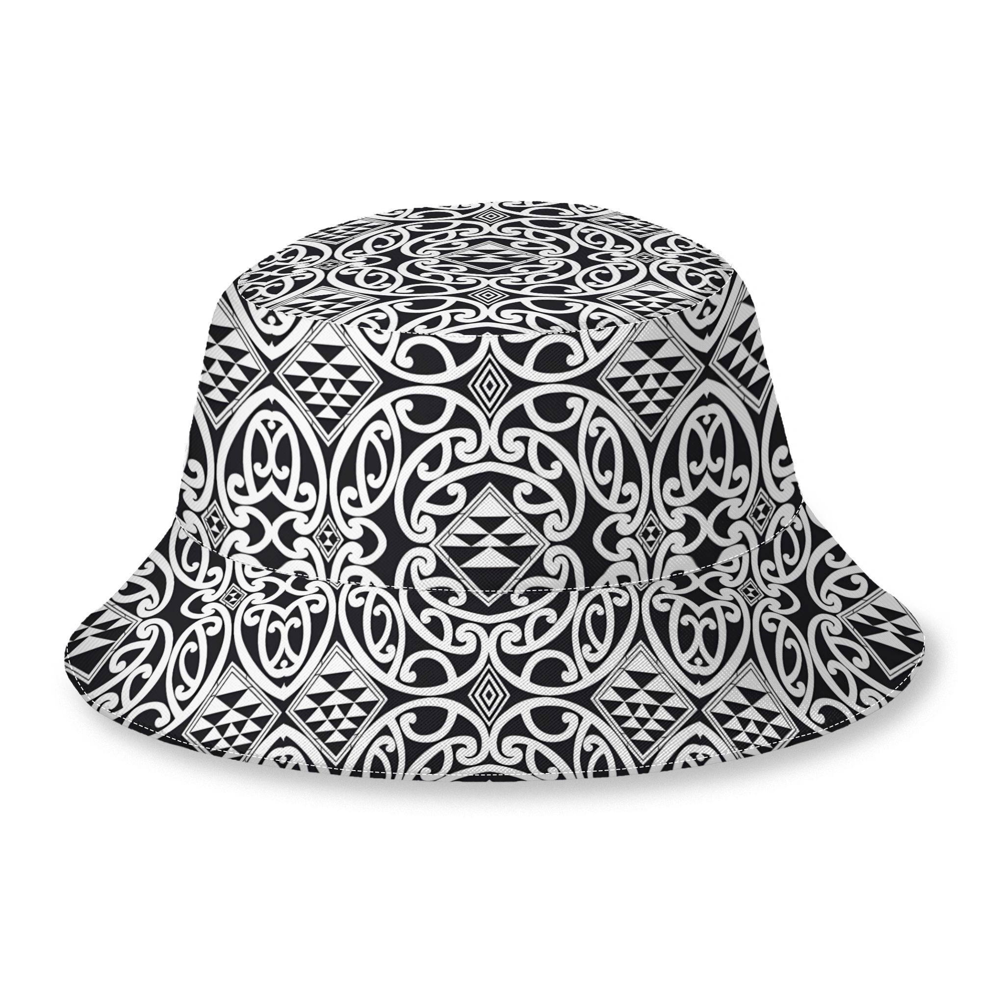 TEMU 2d Print Design Black Maori Print Pattern Bucket Hat Outdoor Hat