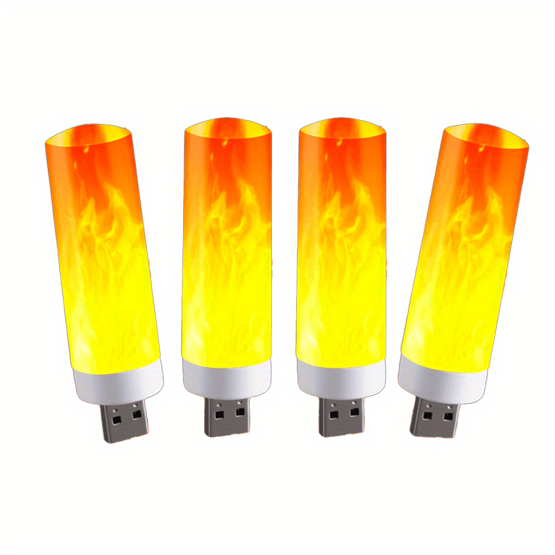 E-shop LED USB Flammenlicht, Stimmungslicht, Kreative Blinkende Flamme Glühbirne, Kleine Leselampe, Effektleuchte, Lade- Nachtlicht für Camping,