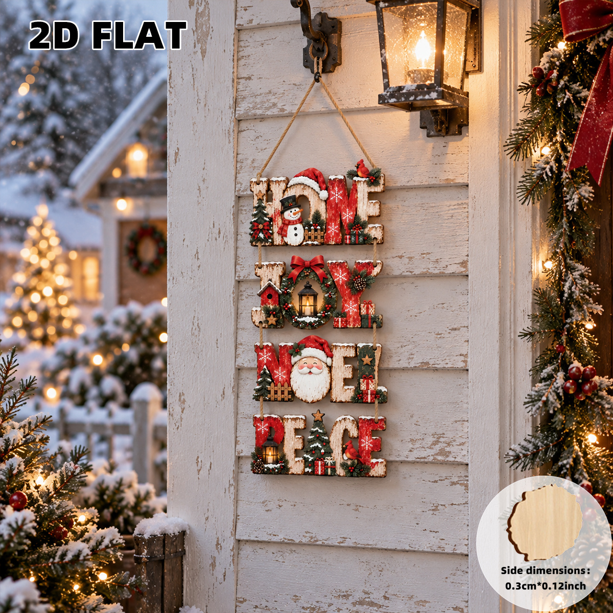 TEMU 2d Flat, 4pcs Christmas Wooden Decorative Plaques, Party Decorations, Gift, Home Decor, Christmas Decorations, Suitable For , Vintage, Rustic,